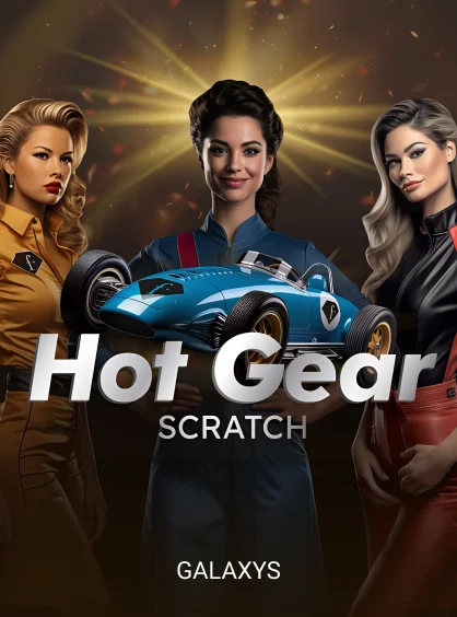 Hot Gear scratch card branding with Scratch category label and Galaxsys logo