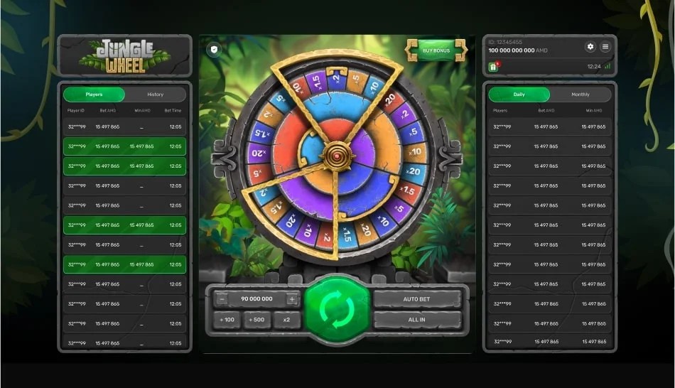 Jungle Wheel screenshot 2 - wheel spinning across coloured sectors
