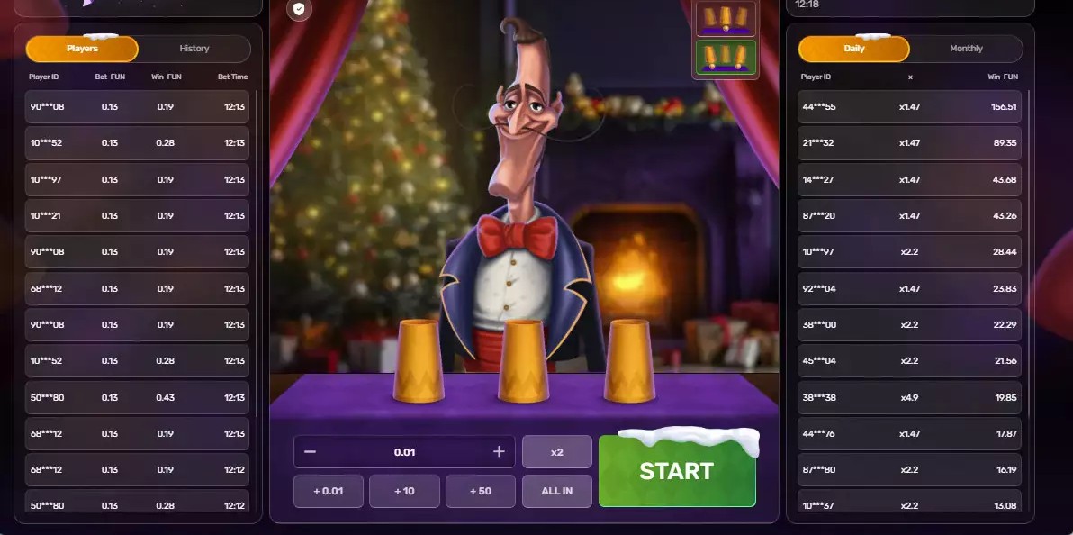 Mr. Thimble screenshot 2 - magician character and multiplier ladder